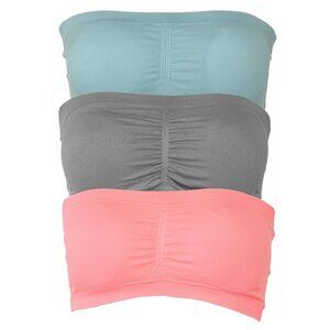 3pcs SET Strapless Bandeau Padded Tube Top Bra Stretch Non-slip
